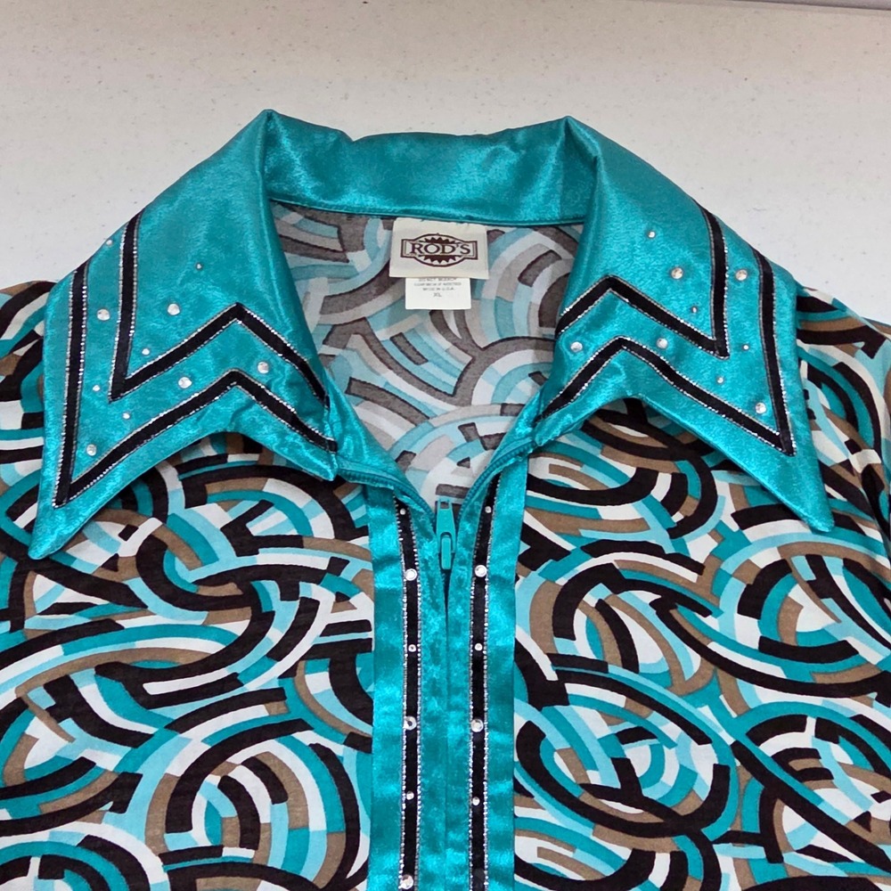 Rod"s Western Palace Women's XL Teal Black Show Shirt Rail Jacket Horsemanship